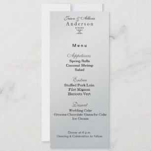 Silver Ice Menu Card for Weddings & Galas