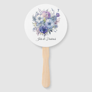 Silver, Icy Blue and Lilac Floral Wedding Hand Fan