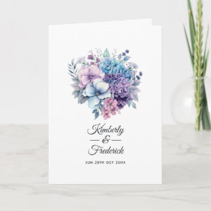 Silver, Icy Blue and Lilac Floral Wedding Programme
