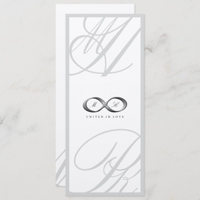 Silver Infinity Hand Clasp Wedding Invite 2 (Front/Back)