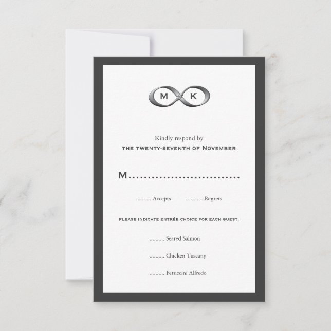 Silver Infinity Hand Clasp Wedding RSVP Card (Front)