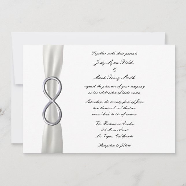 Silver Infinity White Wedding Invitation (Front)