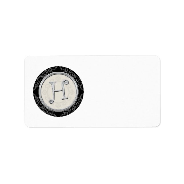 Silver Initial H Monogrammed Address Labels (Front)