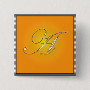 Silver Initial Letter A  15 Cm Square Badge