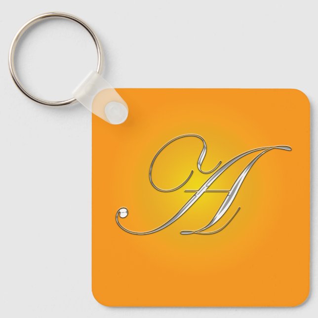 Silver Initial Letter A  Key Ring (Front)