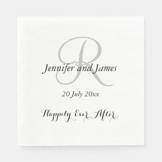 Silver Initial Names | Wedding Paper Napkins