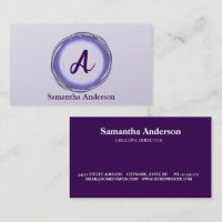 Silver Ink Purple Brush Mark Circle Logo Monogram 