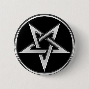 Silver Inverted Pentagram 6 Cm Round Badge