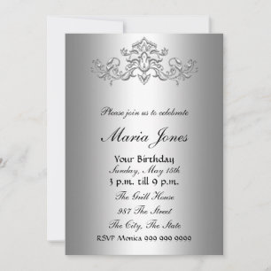 Silver Invitation Sweet sixteen 16