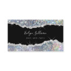 Silver iridescent glitter business card