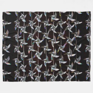 Silver iridescent movement twister windmill power fleece blanket