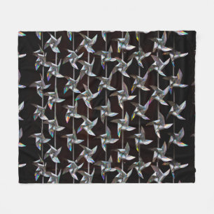 Silver iridescent movement twister windmill power fleece blanket