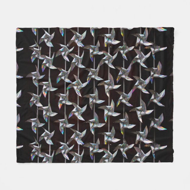 Silver iridescent movement twister windmill power fleece blanket (Front (Horizontal))