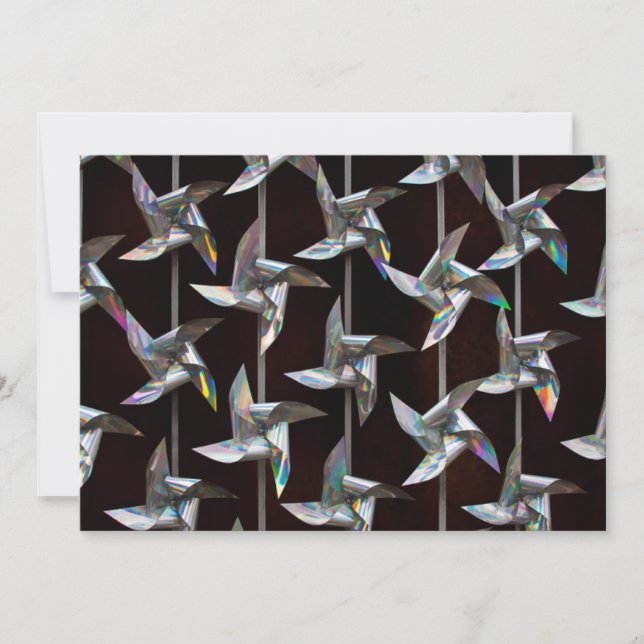 Silver iridescent movement twister windmill  power invitation (Front)