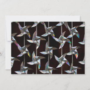 Silver iridescent movement twister windmill power invitation