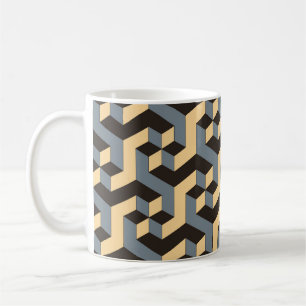Silver Ivory Geometric Complex Tile Coffee Mug