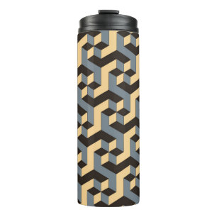 Silver Ivory Geometric Complex Tile Thermal Tumbler