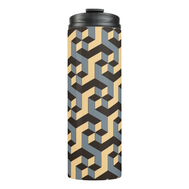 Silver Ivory Geometric Complex Tile Thermal Tumbler (Front)