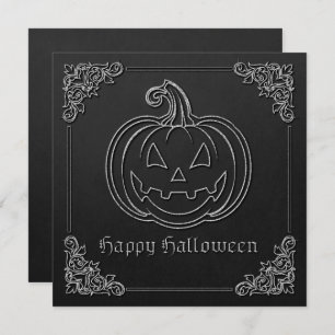 Silver Jack O' Lantern Halloween Greeting Card
