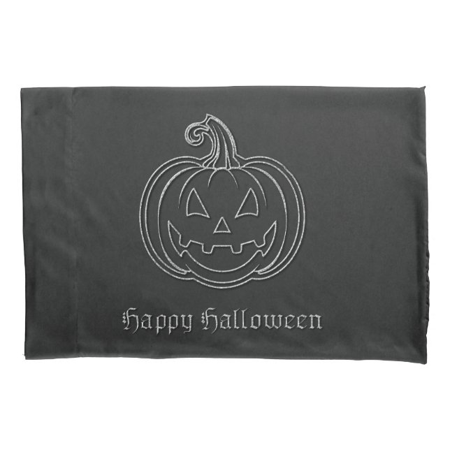 Silver Jack O' Lantern Halloween Pillowcase (Front)