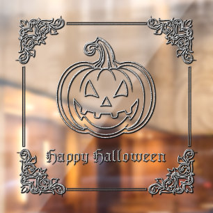 Silver Jack O' Lantern Halloween Window Cling