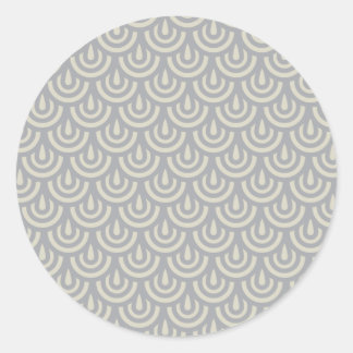 Silver Japanese Fish Scale Pattern Classic Round Sticker