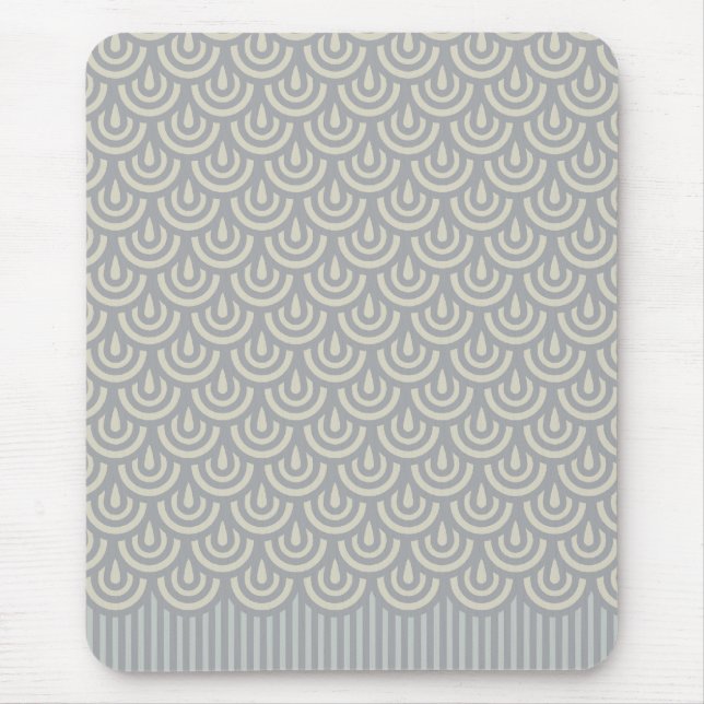 Silver Japanese Fish Scale Pattern Mouse Mat (Front)
