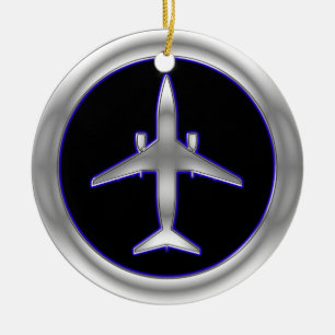 Silver Jet Aircraft Ceramic Tree Decoration