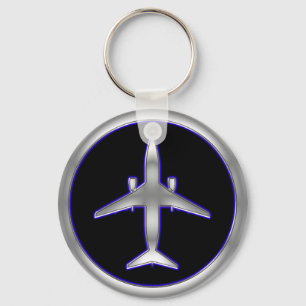 Silver Jet Aircraft Key Ring