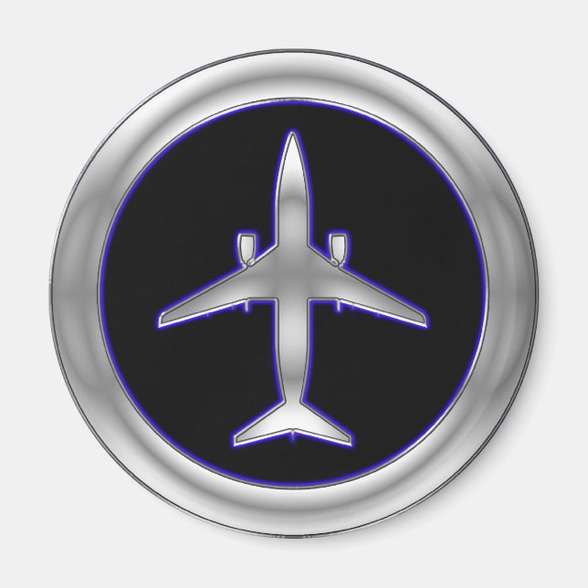 Silver Jet Aircraft Magnet (Front)