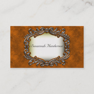 Silver Jewel on Gold Velvet Business Cards