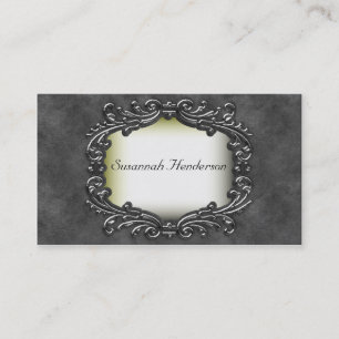 Silver Jewel on Grey Velvet Business Cards