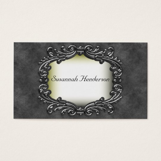Silver Jewel on Grey Velvet Business Cards