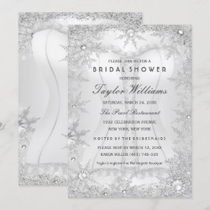 Silver Jewel Snowflake Bridal Shower Corset Invitation