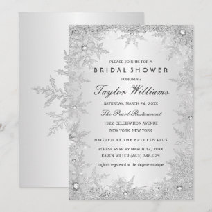 Silver Jewel Snowflake Bridal Shower Invitation