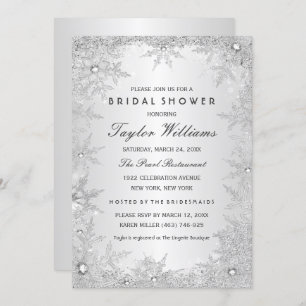 Silver Jewel Snowflake Bridal Shower Invitation