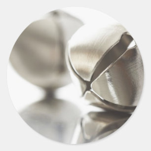 Silver Jingle Bells Classic Round Sticker