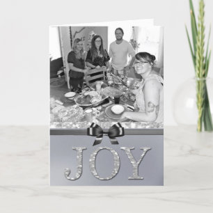 Silver "Joy" Christmas Card you can Personalise