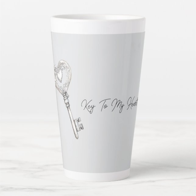 Silver Key To My Heart Latte Mug (Front)