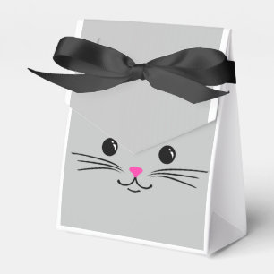 Silver Kitty Cat Cute Animal Face Design Favour Box