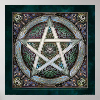 Silver Knotwork Pentacle Poster (22x22")