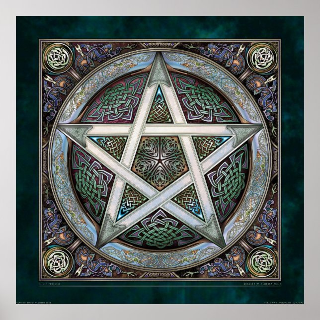 Silver Knotwork Pentacle Poster (22x22") (Front)