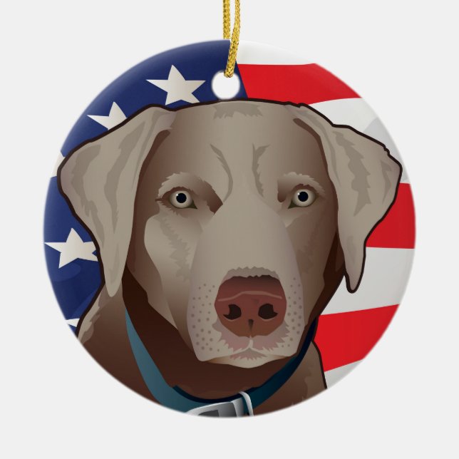 Silver Lab Retriever of America Ceramic Tree Decoration (Front)