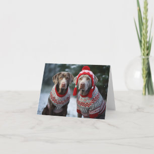 Silver Labrador Dogs Christmas Card