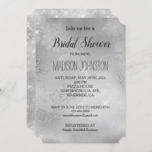 Silver Lace Floral Invitation