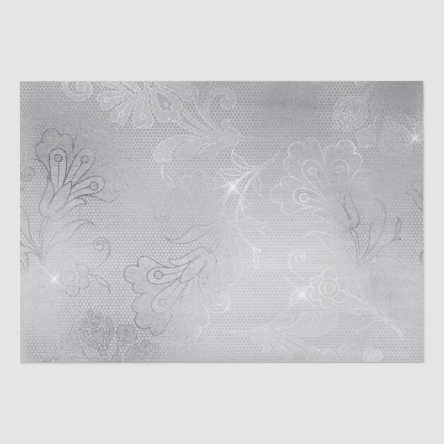 Silver Lace Floral  Tissue Paper (Front)