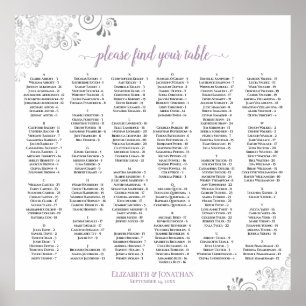 Silver Lace Lavender Alphabetical Seating Chart