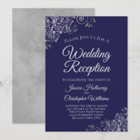 Silver Lace on Navy Blue Elegant Wedding Reception