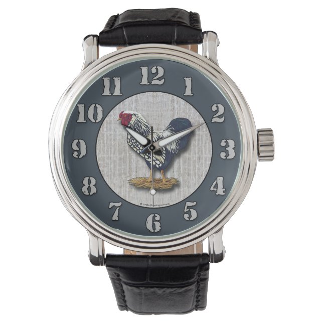 Silver Laced Wyandotte Rooster Barnboards Watch (Front)