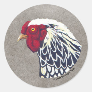 Silver Laced Wyandotte Rooster Classic Round Sticker